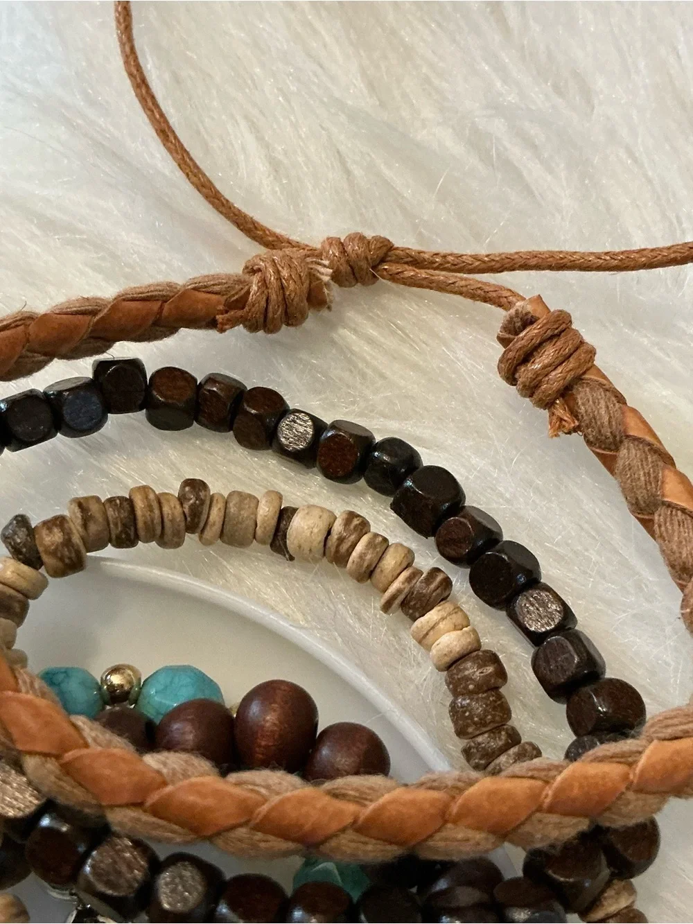 Set of six boho style bracelets